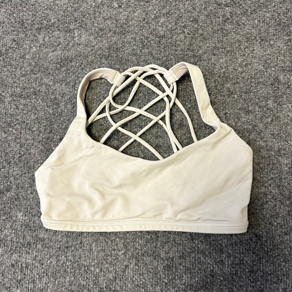 Lululemon Sports Bra Womens Size 4 Cream Free to Be Wild Strappy Back Yoga